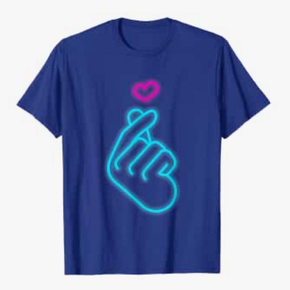 KPOP Finger Heart Shirt - Navy